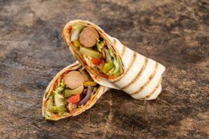 Vegetarboller og hummus